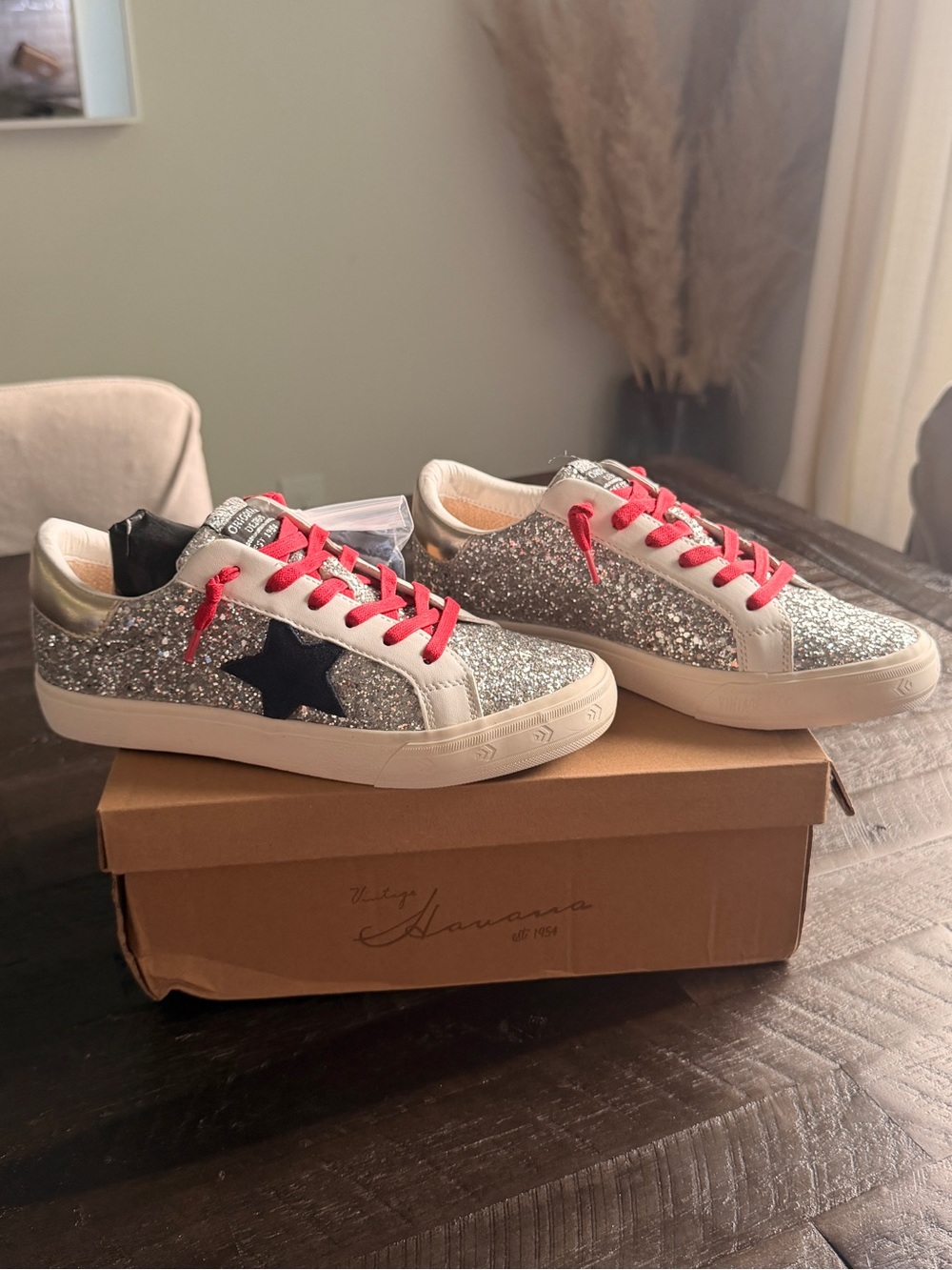 Sparkle Sneakers with Red Laces and also have blue ones too